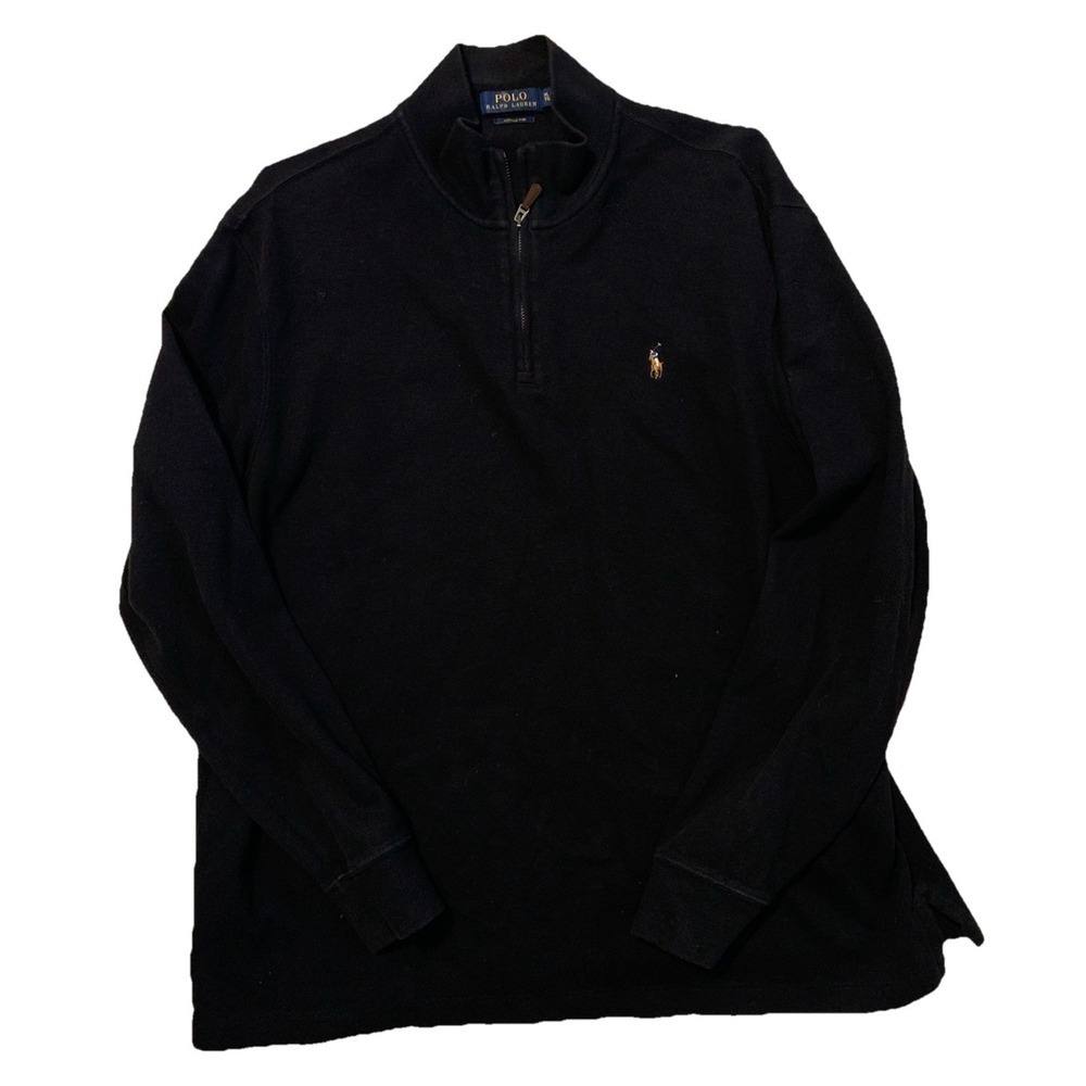 polo ralph lauren mens polo shirt Long sleeve Size XL Black 100 Cotton